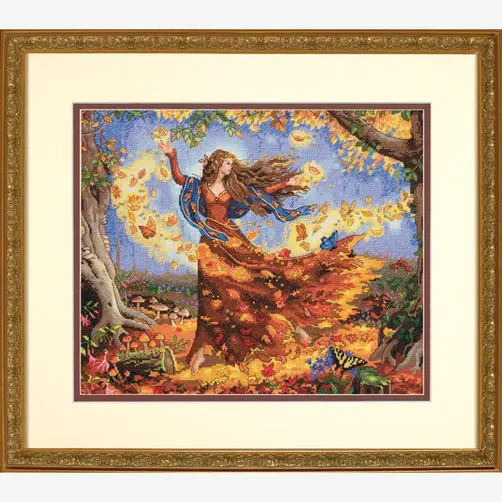 

MM Top Quality Popular Lovely Counted Cross Stitch Kit Fall Fairy dim 35262 autumn fairy goddess