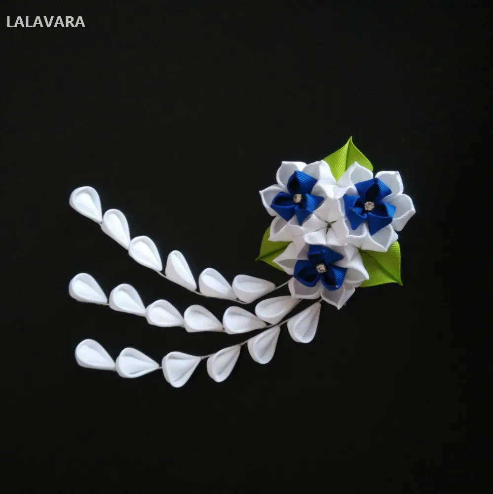LALAVARA 2 шт. на заказ ленты Сакура шпильки для волос Свадебные аксессуары для женщин девочек японский цветок kanzashi