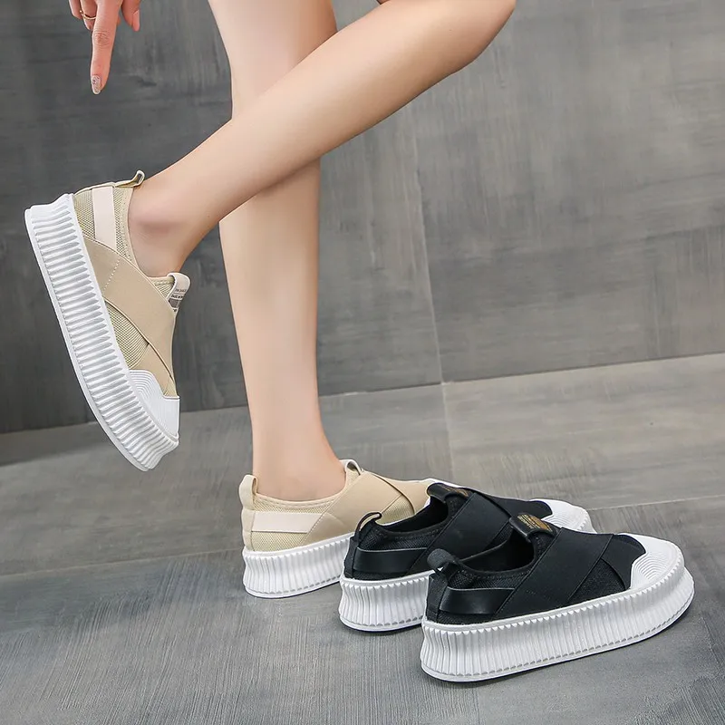 

Breathable Shoes Casual Female Sneakers Round Toe Clogs Platform Loafers With Fur Shallow Mouth Dress Flats Women Slip-on Tennis