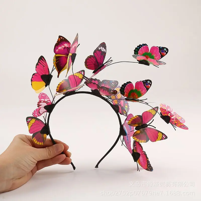 

Women Girls Colorful Butterflies Wild Hair Hoop Butterfly Headbands Photo Shoot Hairbands Wedding Birthday Party Supplies