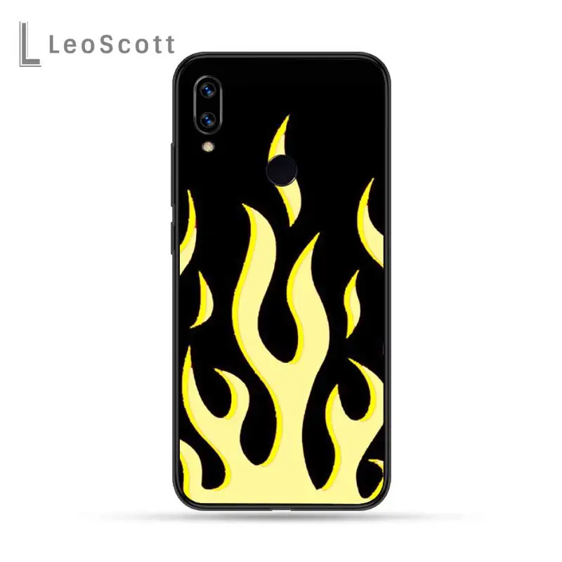 

Fashion Red Flames Fitted Phone Case For Xiaomi Redmi Note 4 4x 5 6 7 8 pro S2 PLUS 6A PRO