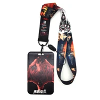 anime attack on titan lanyard neck strap rope for mobile cell phone id card badge holder with keychain keyring gift
