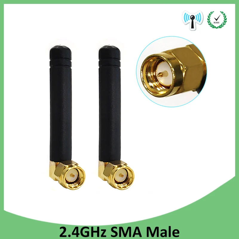 

Grandwisdom 2pcs 2.4g antenna 2~3dbi sma male wlan wifi 2.4ghz antene pbx iot module router signal receiver antena high gain