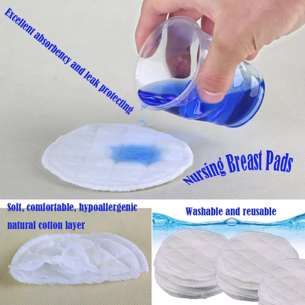 

12pcs Reusable Nursing Breast Pads Organic Plain Washable Soft 3 layers cotton Absorbent Feeding Baby Breastfeeding Accessory