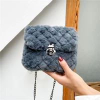 multicolor fake fur square chain womens shoulder bag fashion designer handbag luxury brand cross body bag ladies messenger bag
