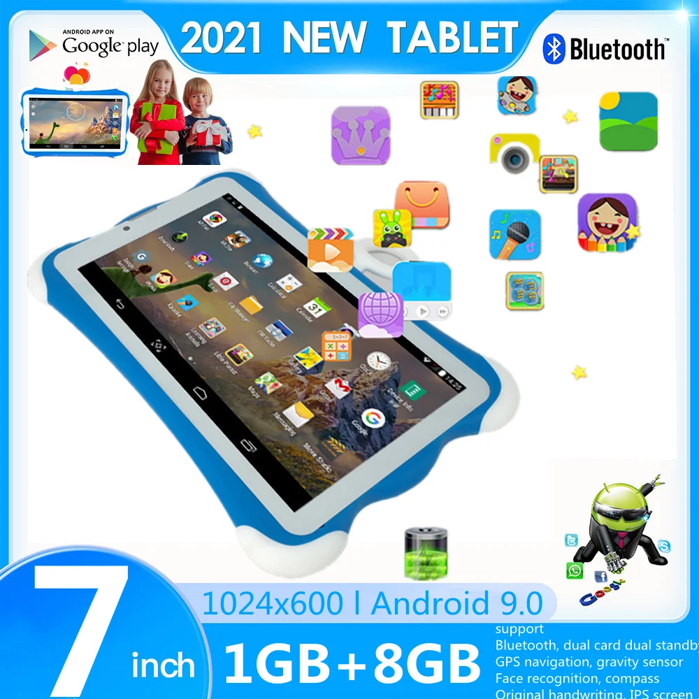 Global Children’S Learning Tablet 1024x600 7 Inch Hd Display1gb+8gb Quad-Core Installation 9.0 Operating System Children’S Gift