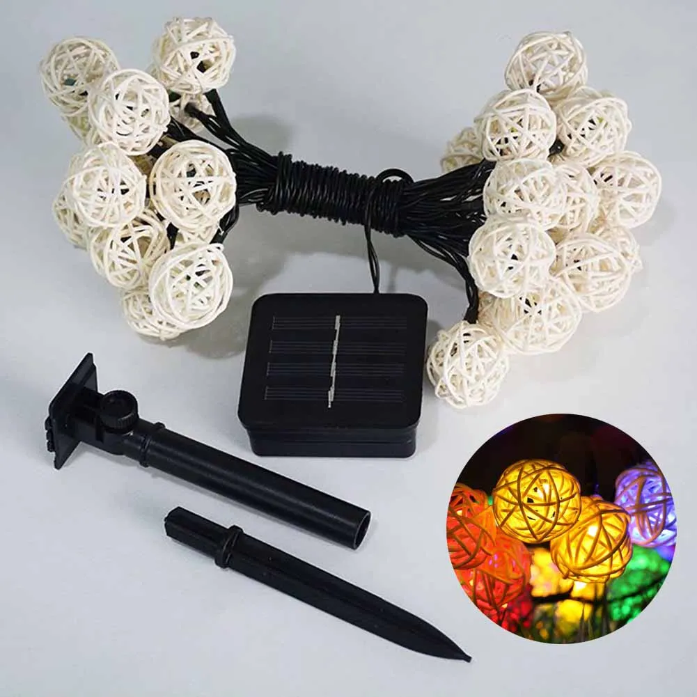 8 функций фонарь на солнечной батарее из ротанга в форме шара/зажима/стрекозы