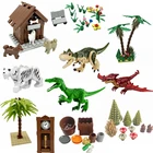 Блокирующие городские животные, растения, пальмы, строительные здания, обучающие игрушки для друга, Детские совместимые строительные блоки