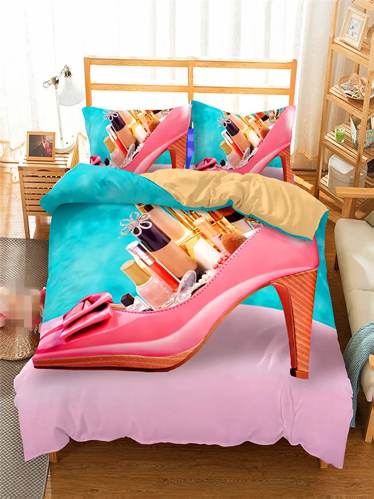 Набор красных пододеяльников для девочек косметический рисунок с бантиком