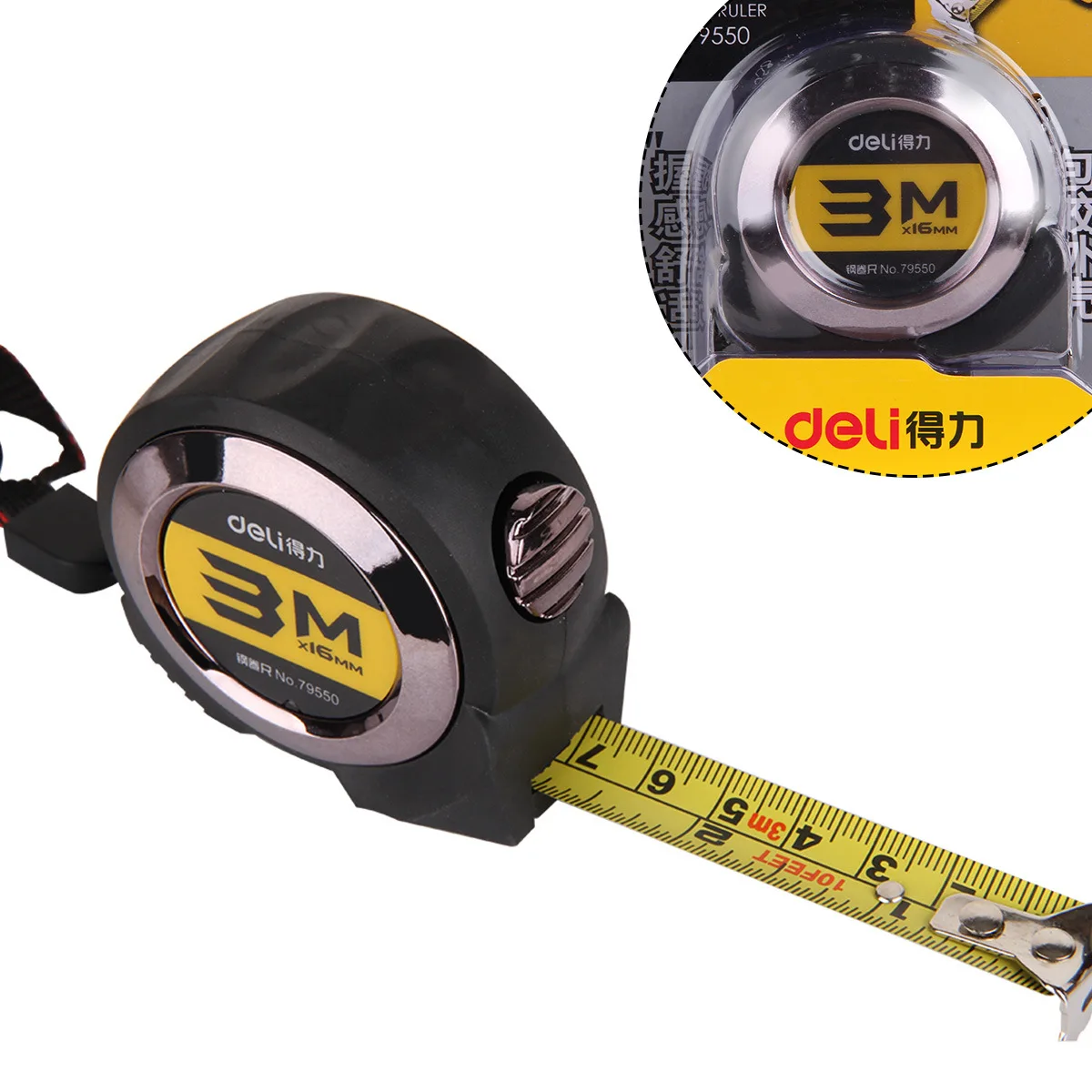 

3M and 5m Deli advanced retractable stainless steel tape, retractable antiskid precision self-locking tape measuring tool