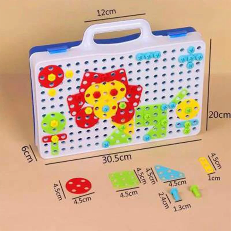 

KidsTool Kit Plastic Boy Jigsaw Mosaic Design Building Toy Children Toys Drill Puzzle Educational Toys DIY Screw Group Toys