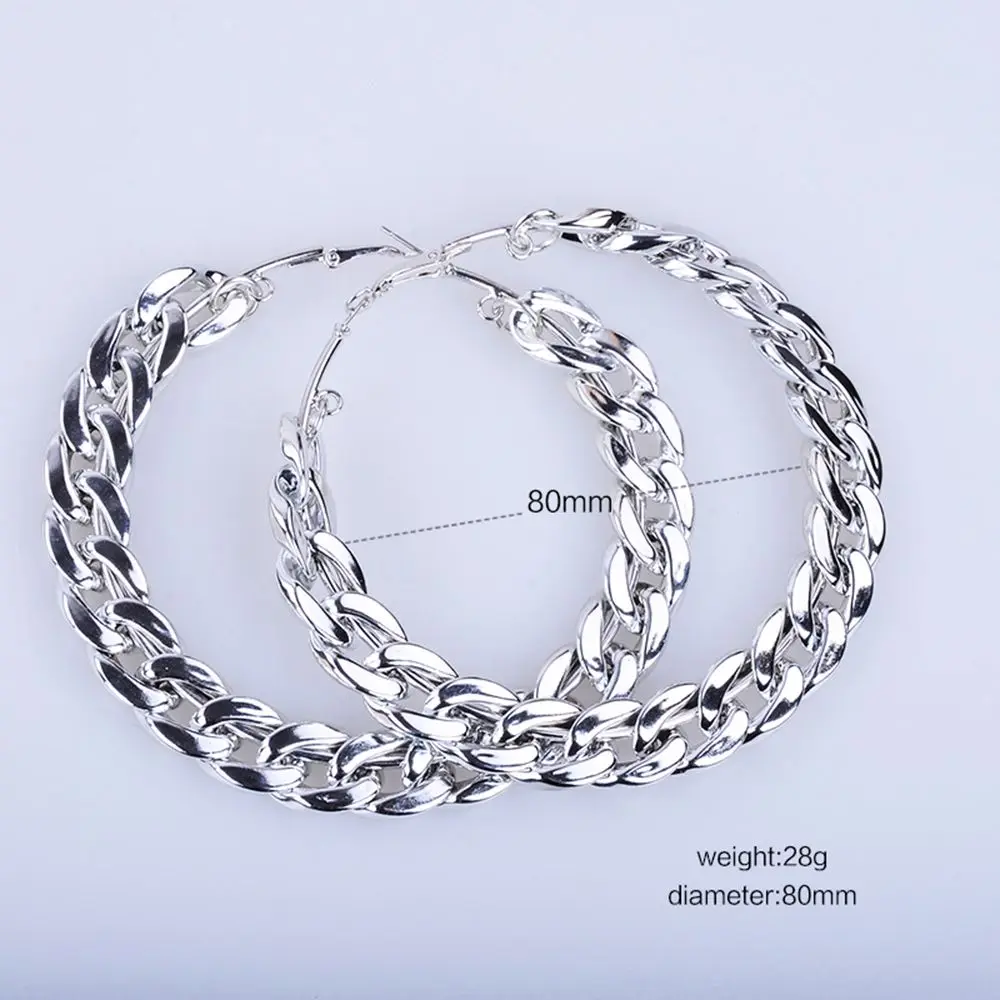 

1 Pair Exaggeration Hoop Earrings Big Circle Earrings Basketball Brincos Party Loop CCB Earrings for Women UV Jewelry 80MM