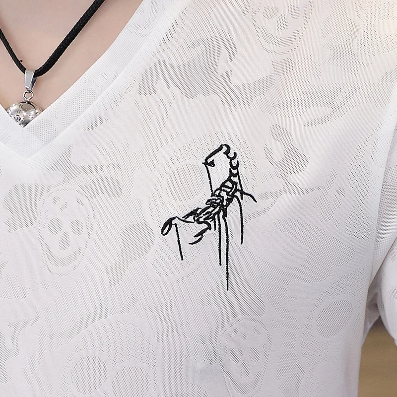 Облегающая Мужская футболка тонкая с коротким рукавом Ультра Тонкая шелковая