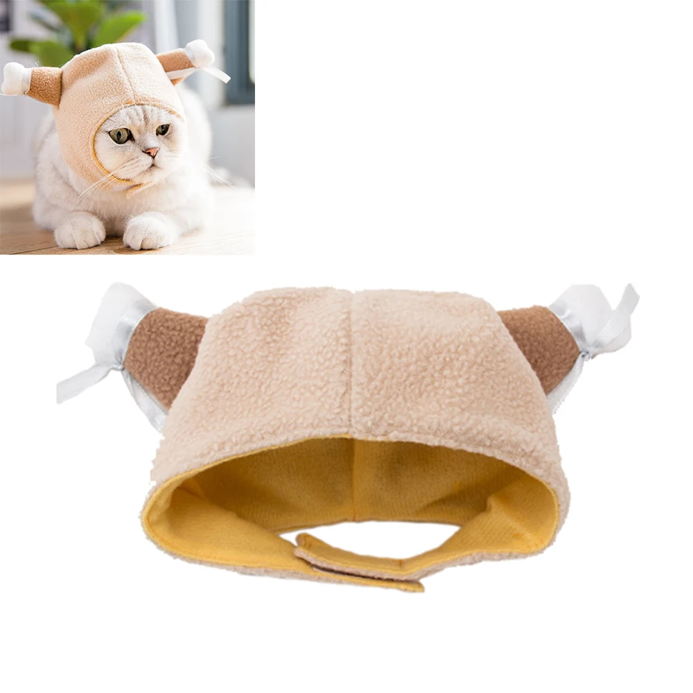 Смешная шапка для питомца кота костюм теплая кролика новогодние вечерние