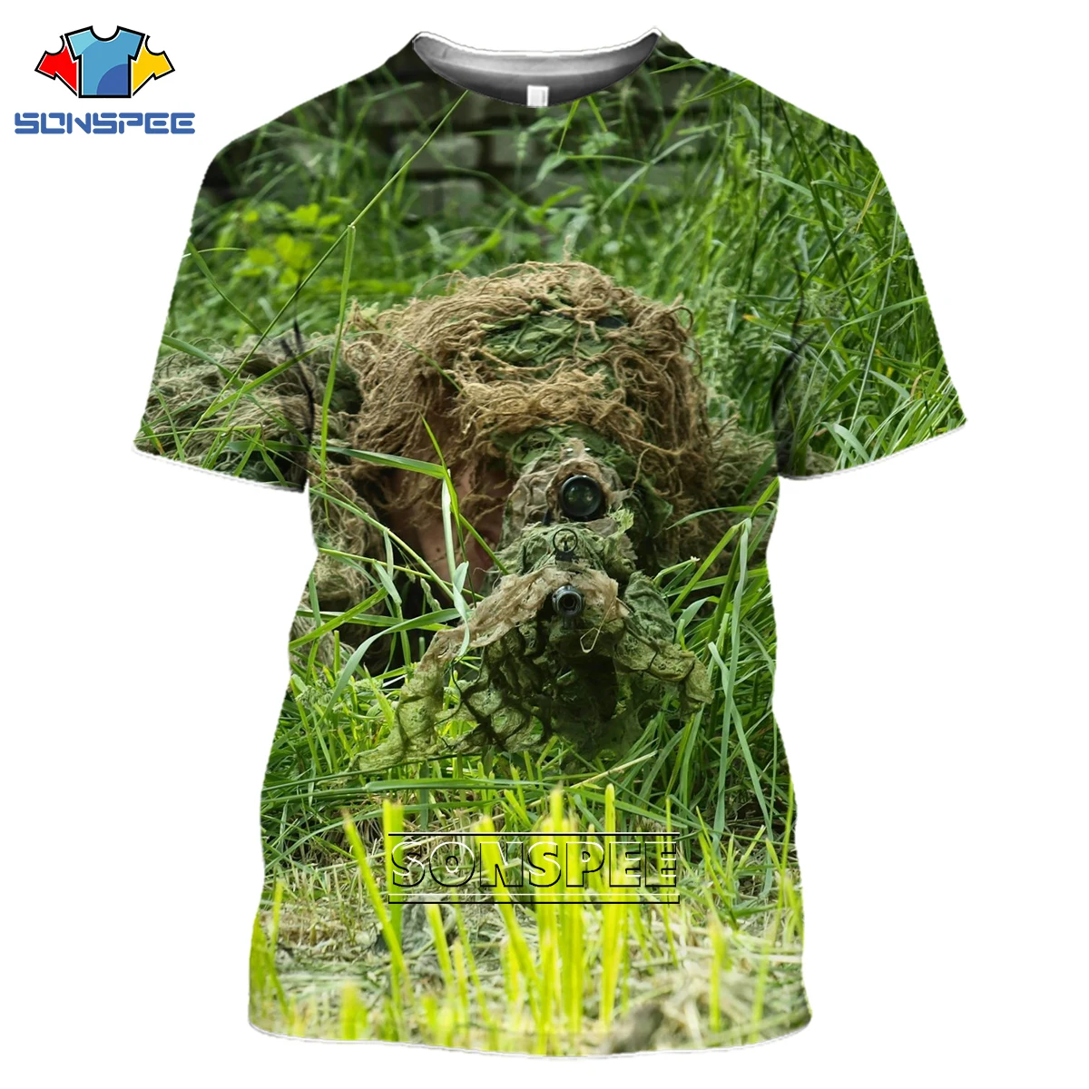 

SONSPEE Summer Sniper Military Style Jungle Men Women 3D Print T-shirt Street Cool New Harajuku Casual Short Sleeve O-Neck Top