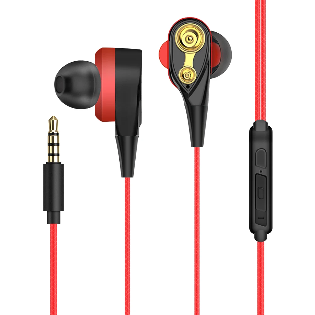 Проводные наушники высокого баса с двойным приводом стерео вкладыши микрофоном