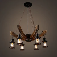 american retro restaurant chandelier wood lamp industrial style creative personality restaurant hot pot shop bar loft lighting