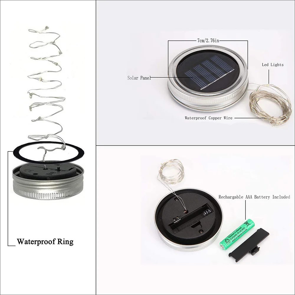 Солнечное освещение Mason Jar 5 шт. в упаковке 20 светодиодный водонепроницаемый феи