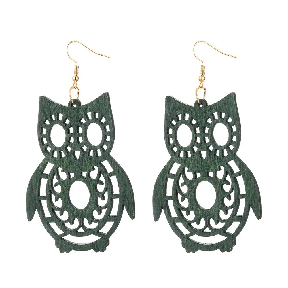 Женские длинные серьги подвески из натурального дерева в этническом