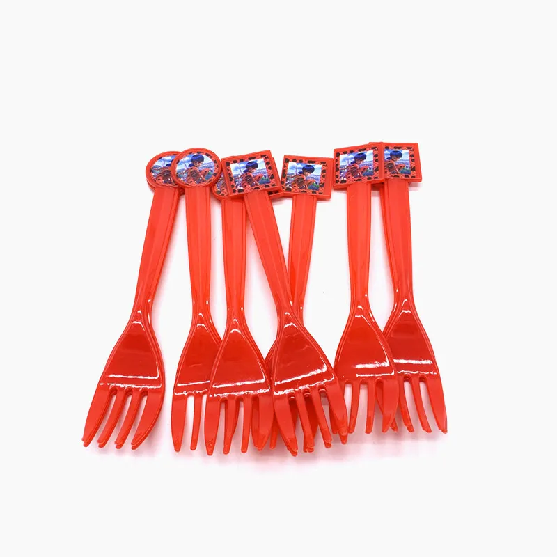 Forks-10pcs 1,08*1,8 м мультяшная чудесная божья коровка, пластиковая скатерть для девочек, вечерние украшения для детей, украшения для дня рождения, 1 шт - Цвет: Forks-10pcs