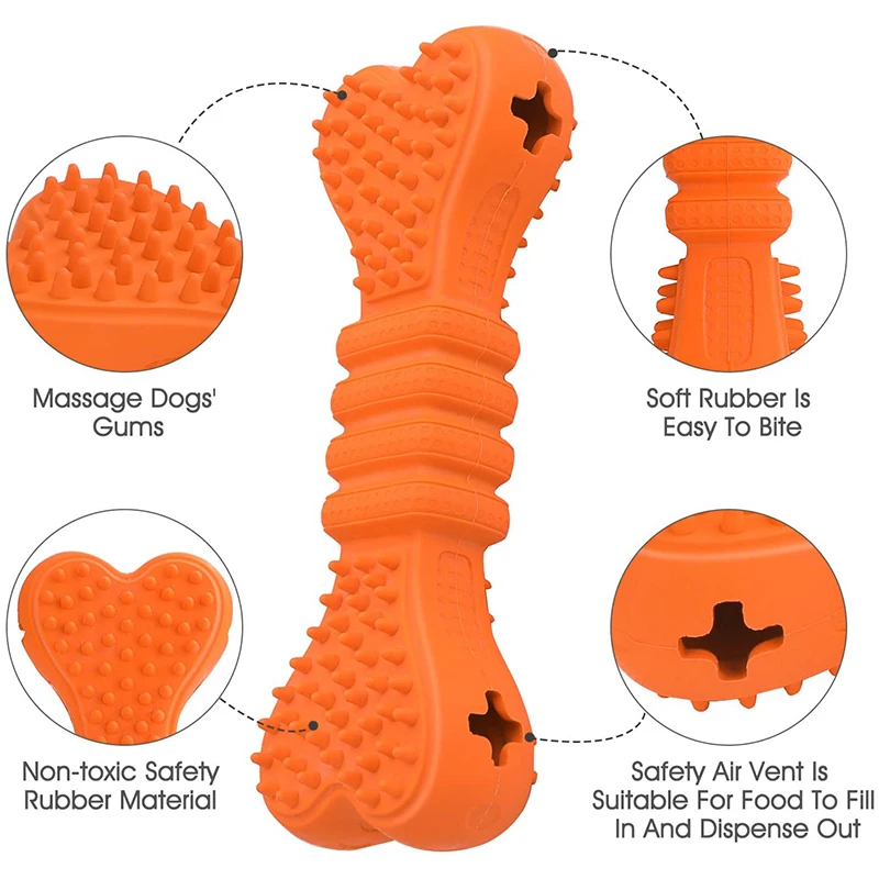 H&ampJOY Dog Chew Toys Rubber Bone Bite Resistant Teeth Cleaning Food Dispenser For Dogs Puppy Training Game Pets Acessories | Дом и сад