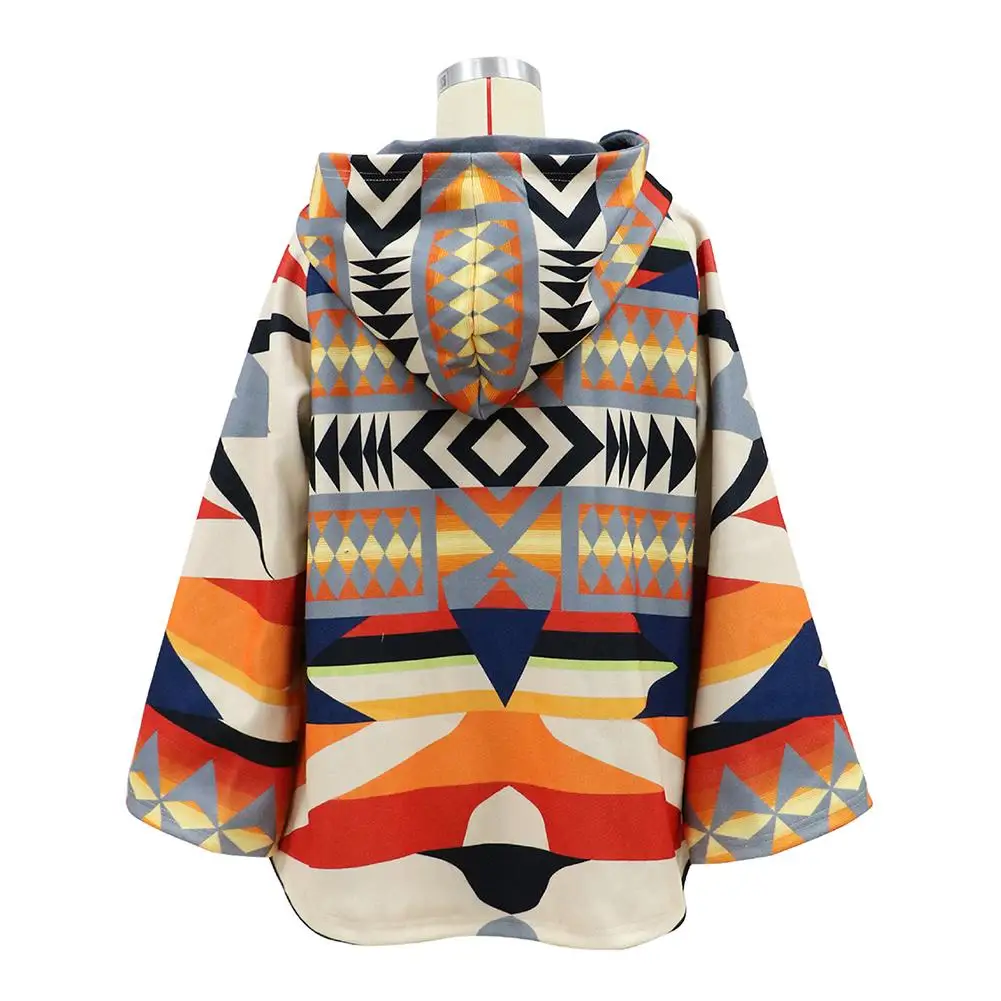 

long sleeve cloak Cape Women Coats Hippie Boho Ethnic Hooded Autumn Winter Thick Warm Outerwear Female Jacket coat 2021