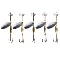5pcs spinner spoon lure bait sea trout mackerel cod bass lure treble hook split ring fishing tools terminal tackle accessories