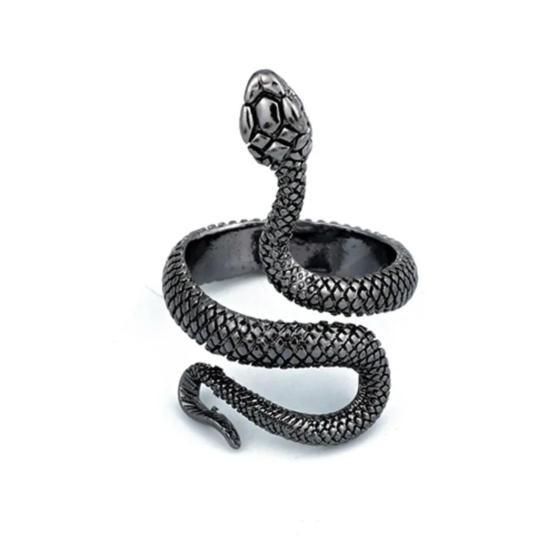 

European And American Vintage Silver-Plated Paint Snake Ring Men And Women Universal Ring Adjustable Ring Jewelry