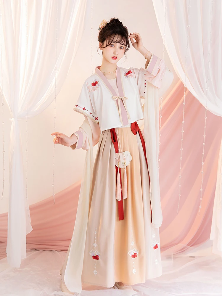 

Tang back t-shirt broken skirt original improvement Han clothing women spring and summer