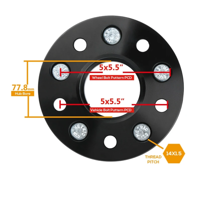 5X5.5 концентратор центральный колесный прокладки 1 5 дюймов 14X1.5 шпильки для Dodge Ram