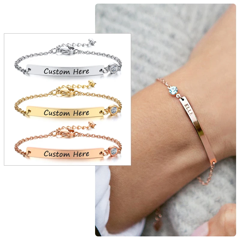 Браслет из розового золота персонализированный браслет кубического циркония