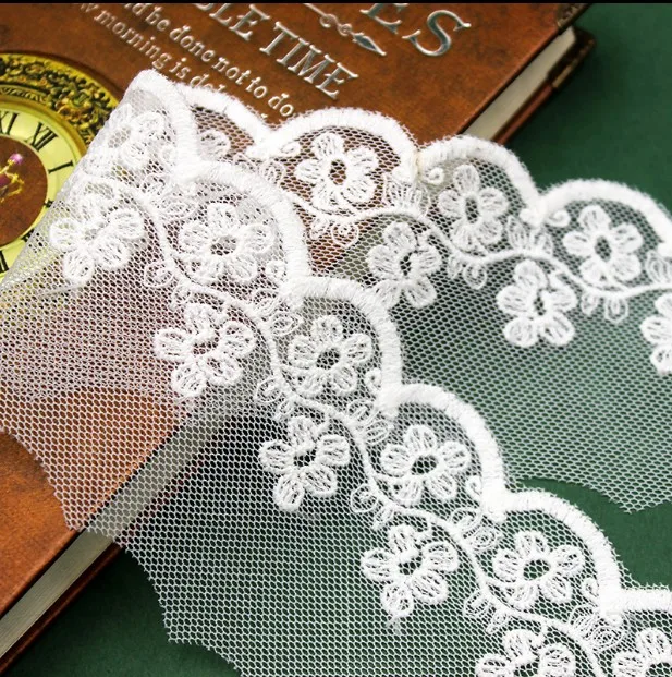 Лента с вышивкой черная/бежевая/цвета слоновой кости 20 ярдов 6 см 2 36 дюйма