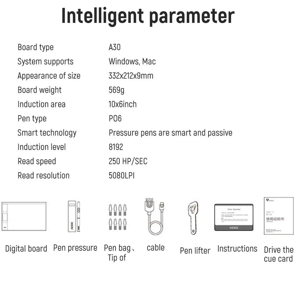 

5080LPI 10*6 inch Anime Digital Graphic Tablet Art Writing Board For Drawing&Game 250PPS with 8192 Pressure Battery-Free Pen