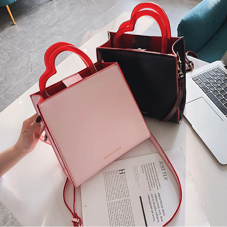 Модные женские сумки через плечо из искусственной кожи с ручкой в виде сердца