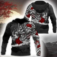 new japanese samurai tattoo 3d printing new mens sweatshirt harajuku zip hoodie casual unisex jacket pullover style 10