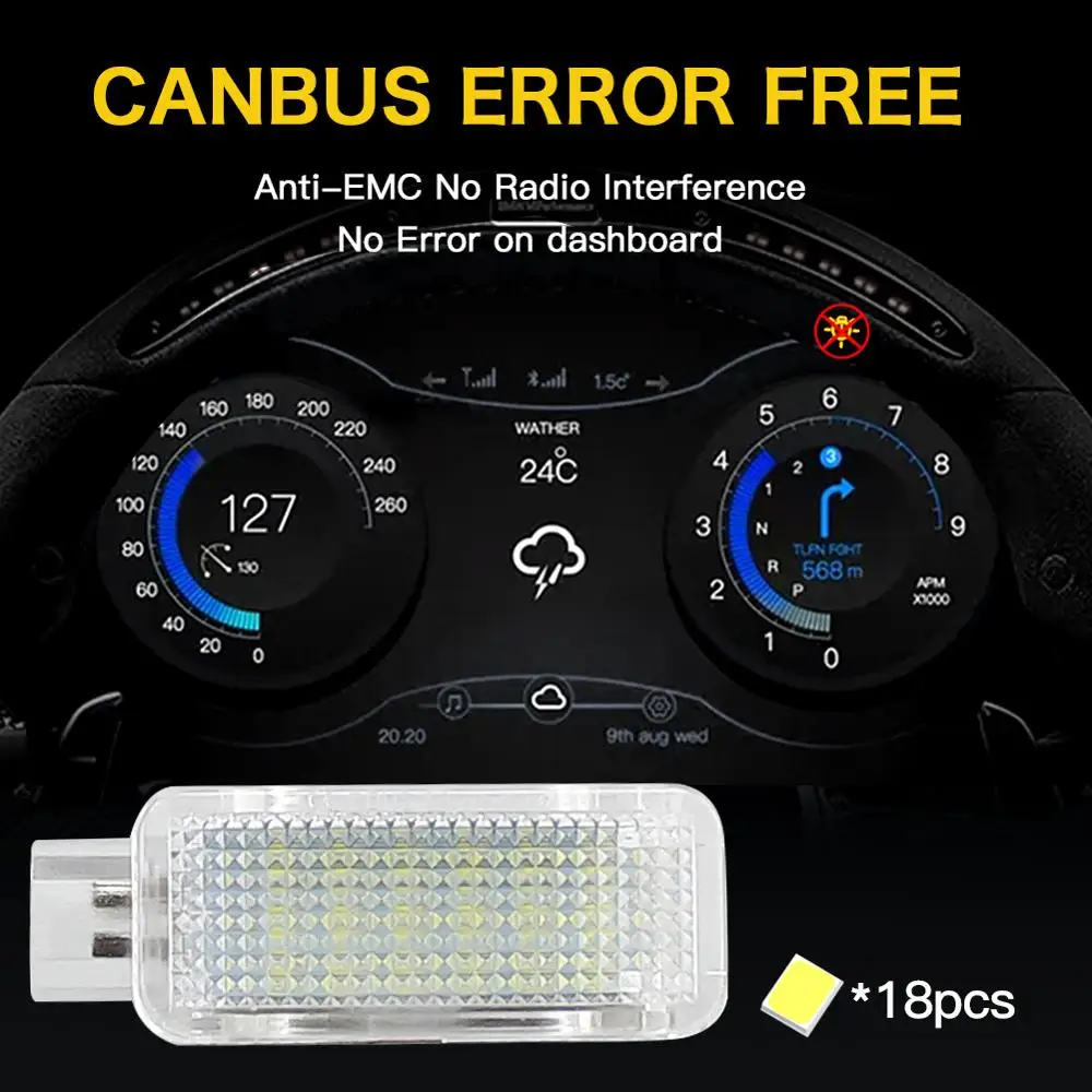 2 шт. ошибок светодиодный любезно перчатки коробка под дверь ног светильник для VW