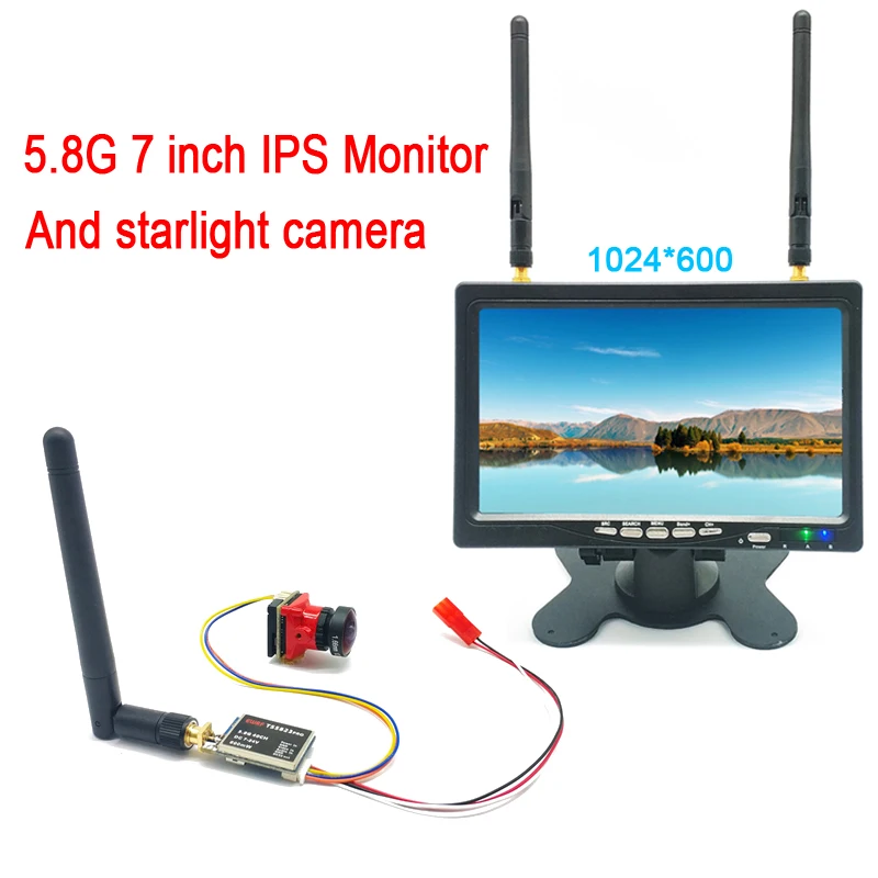 5 8G 40CH 7 дюймовый HD IPS 1024*600 монитор с широким напряжением 200/600 мВт передатчик + Starlight