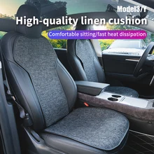 Car seat cushion For tesla model 3/model y Comfortable and breathable linen fabric seat cushion Car interior seat accessories