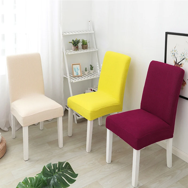 

Candy Color Jacquard Dining Chair Cover Spandex High Elastic Slipcover Case Stretch Stool Mat for Home Wedding Banquet Party