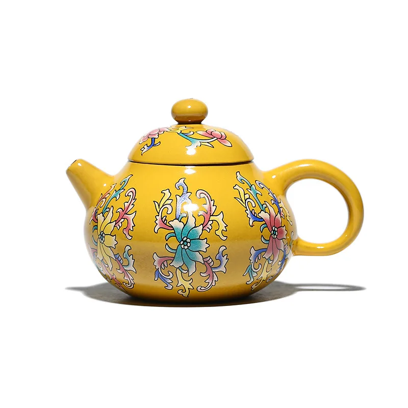 

Enamel red clay pear shaped teapot handmade small teapot tea set gift