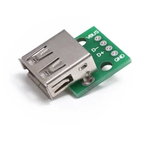 5pcs type a female usb to dip 2 54mm pcb connector female usb pcb board connector usb pcb socket usb connector