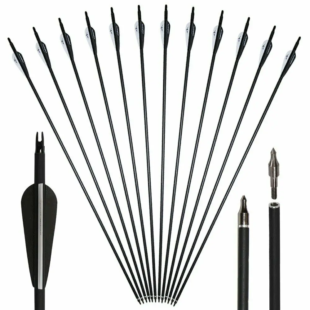 

Drop Shipping 12Pcs 30" Fiberglass Arrows Archery Spine 500 OD 8mm for Recurve/Compound Bow