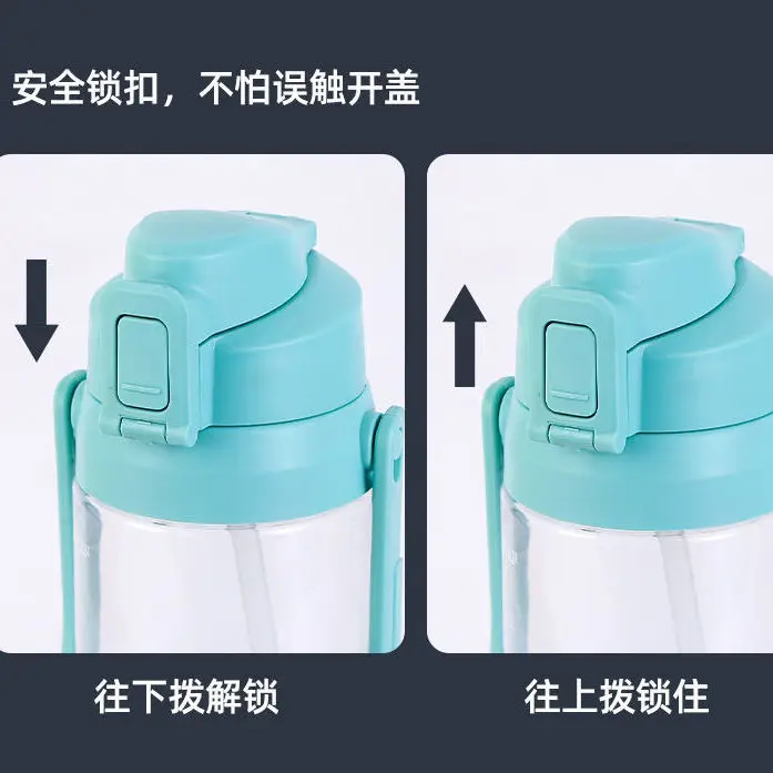 

[Super power]Wanghong super large capacity plastic straw water cup fall proof student outdoor sports handle space Cup
