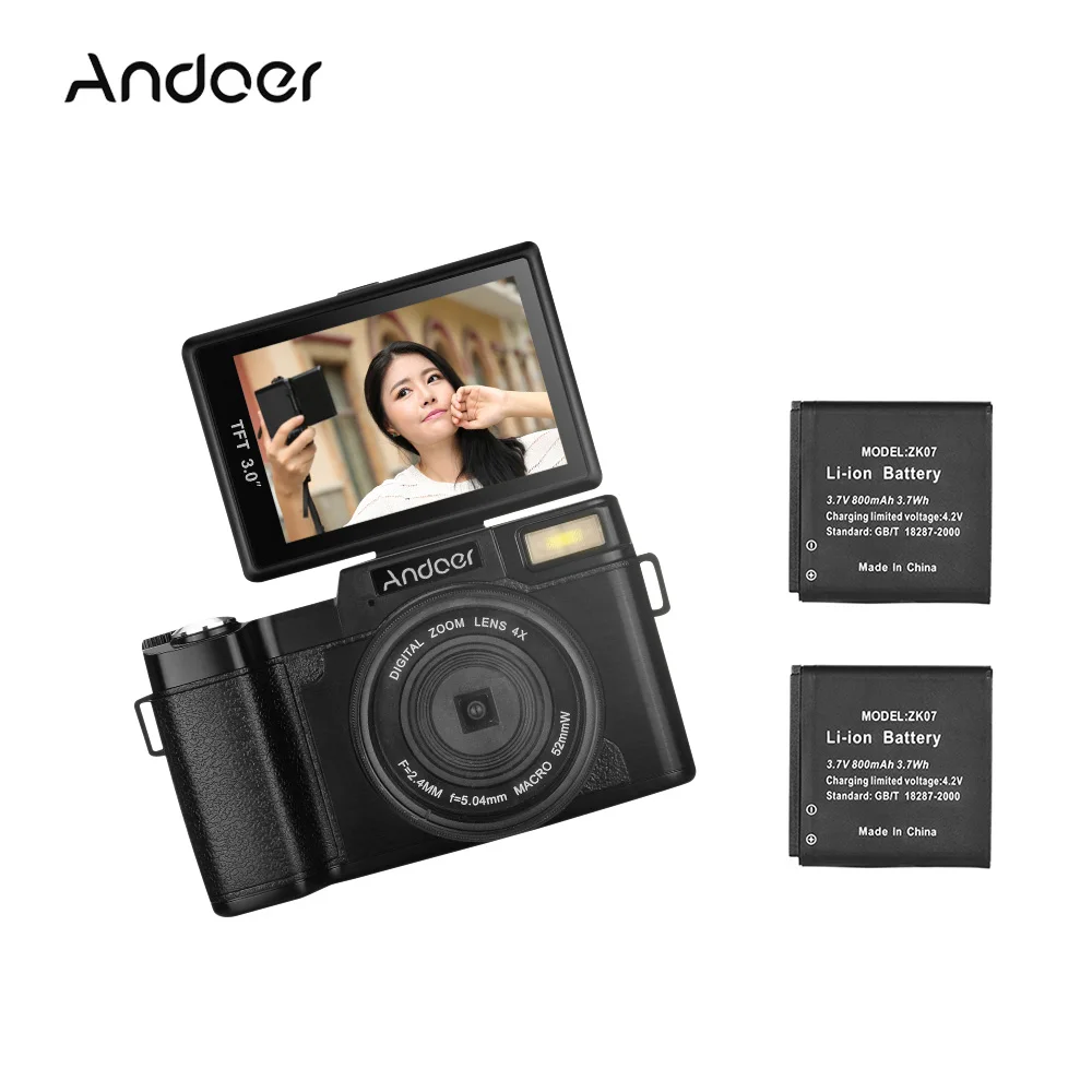 Цифровая камера Andoer R1 1080P 15 кадров в секунду Full HD 24 МП видеокамера вращающийся на 3