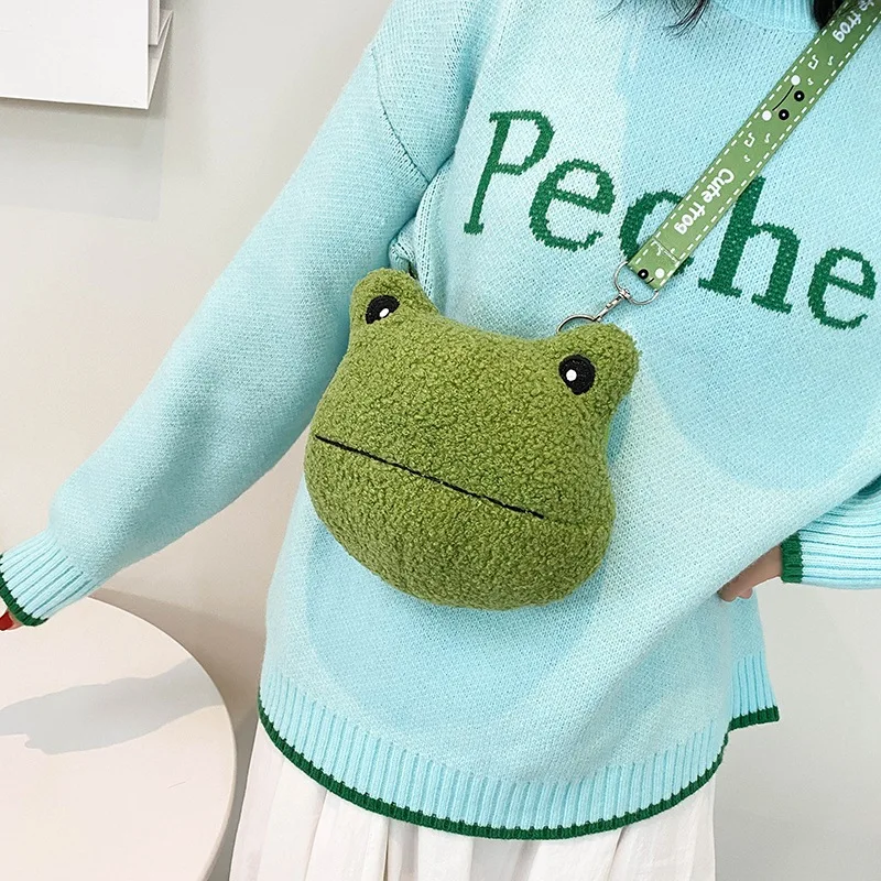 Cartoon Cute Plush Children's Small Bag 2021 New Fashion Simple Shoulder Bags Girl Messenger Mobile Phone Small Round Bag Frog