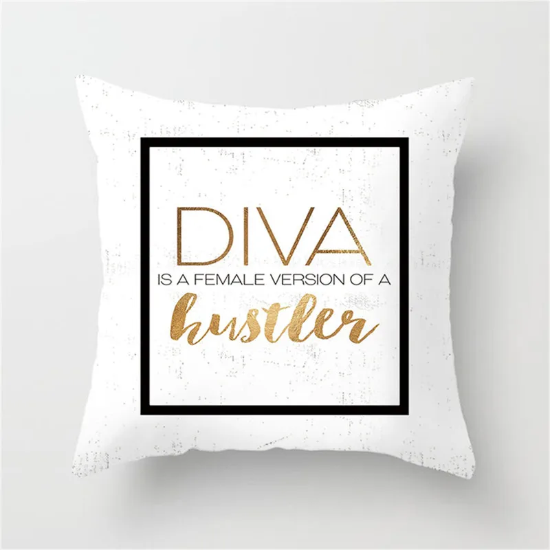 Чехол на подушку из золотой фольги с буквенным принтом Fuwatacchi Наволочка надписью