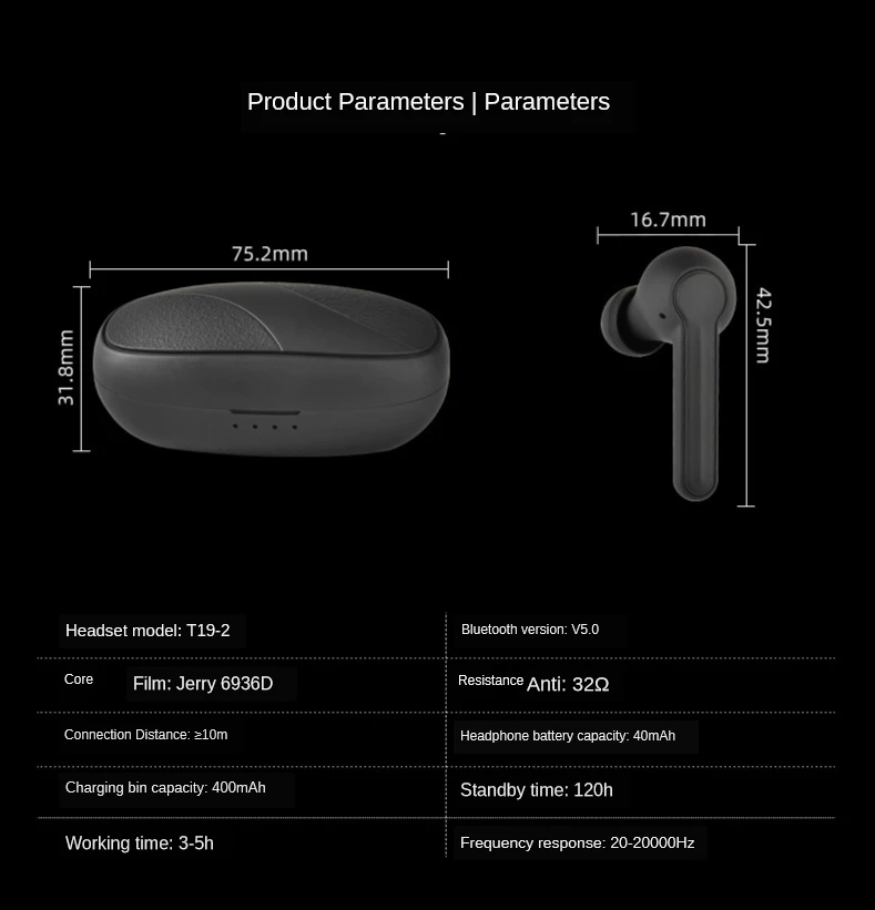 Hi-Fi наушники Bluetooth 5 0 TWS портативные стерео беспроводные автосопряжение