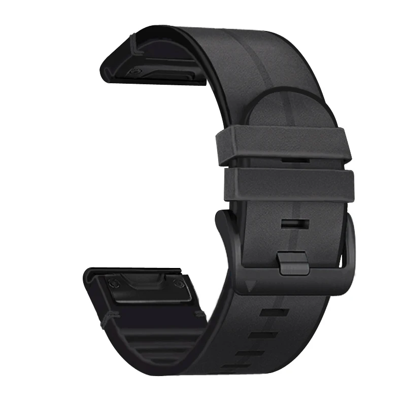 Ремешок из силикагеля и кожи Forerunner 935/945 для Garmin Fenix 6 6X Pro 5 5X Plus 3/3HR быстрая посадка 26