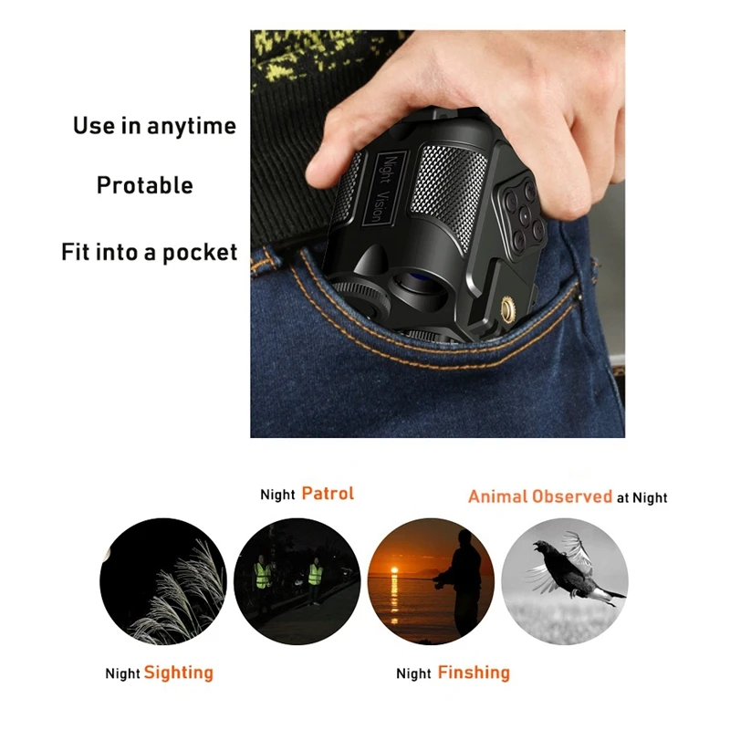 Мини Инфракрасный монокуляр ночного видения 5X зум очки 200 м дальность наблюдения