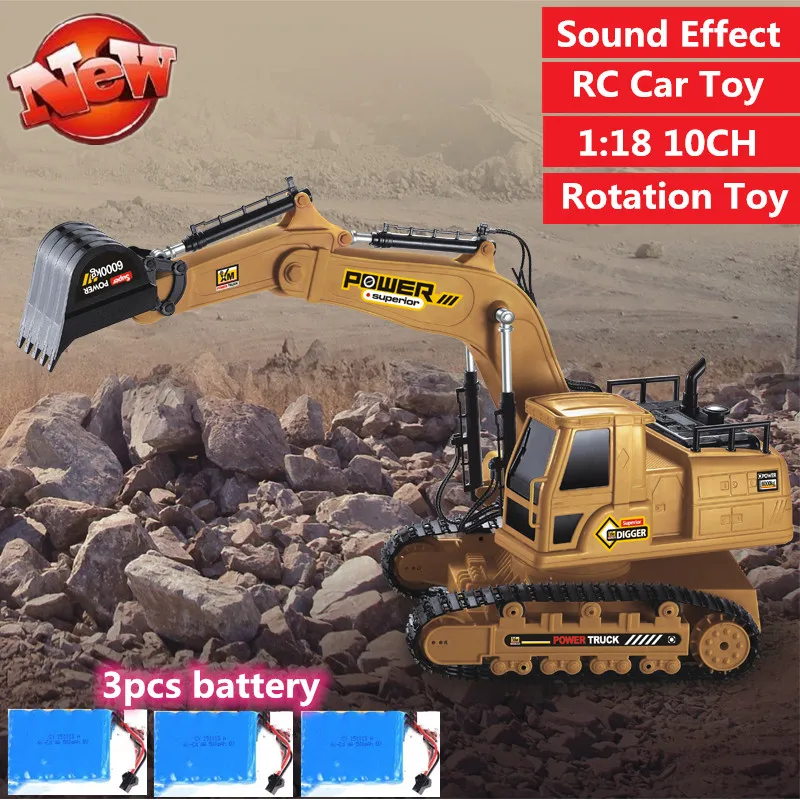 

2.4G Remote Control Excavator RC Car 680 Rotation High Simulation Engineering Vehical Sound lights Effect RC Truck Car Toy gift